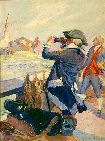 Captain Barry ordered them to haul down their colors, which, not being complied with, a warm engagement immediately followed